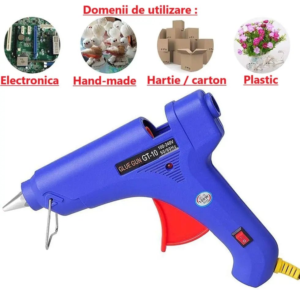 Pistol de lipit DAO 100W pentru silicon cald, 10bare de silicon 11x270mm incluse - PACHET PROMO - DAO Shop