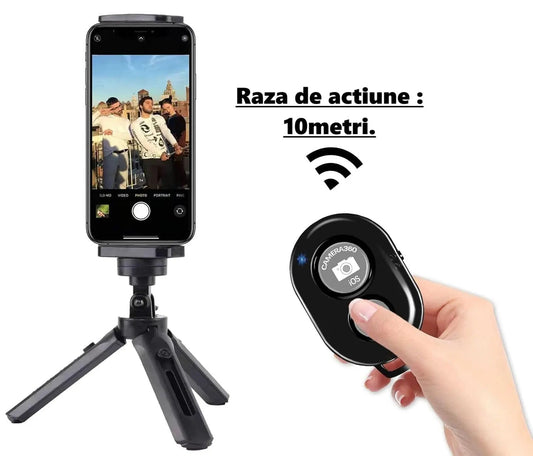 Telecomanda bluetooth DAO pentru actionarea telefonului la distanta,compatibila IOS si Android - Negru - DAO Shop