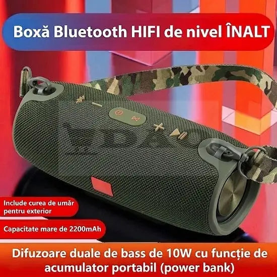 Boxa Portabila Bluetooth HiFi 10W cu Bass Dual, Baterie 2200 mAh si Functie Power Bank (Copie) (Copie) DAO Shop