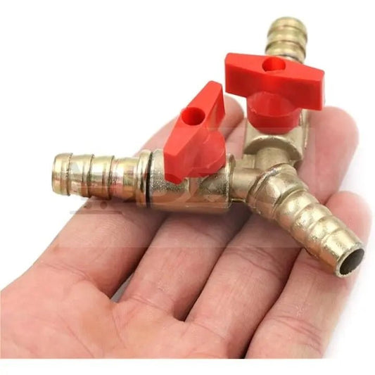 Distribuitor gaz Y, ramificatie gaz alama DAO, cu robinet - bila, furtun minim 10mm - DAO Shop