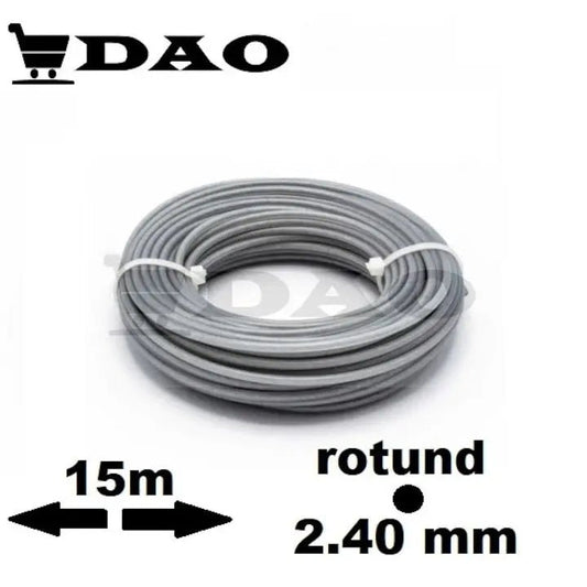 Fir pentru motocoasa DAO , 2.40mm, lungime 15metri, rotund, gri - DAO Shop