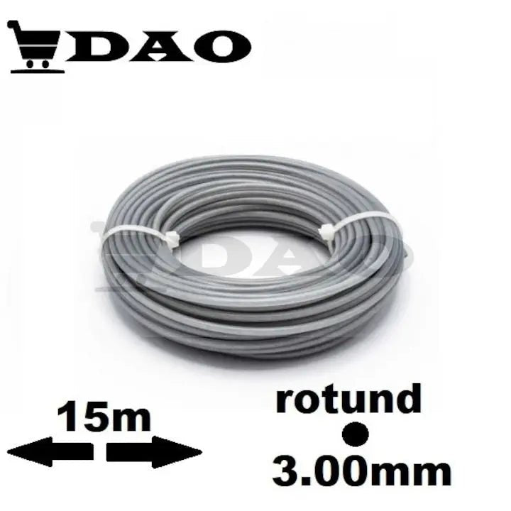 Fir pentru motocoasa DAO , 3.00mm , lungime 15metri, rotund, gri - DAO Shop