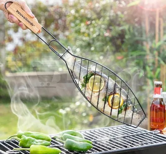 Gratar pentru peste DAO, 66x14 cm, antiaderent, maner lemn - DAO Shop