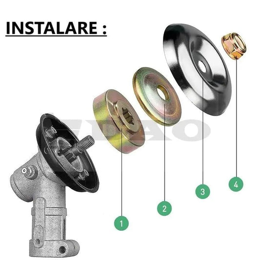 Kit reparatie 4piese angrenaj unghiular motocoasa, set flansa, saiba, piulita DAO - DAO Shop