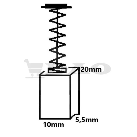 Perii colectoare DAO, 10x5,5x20 mm, cu arc, carbon - grafit, B4 - DAO Shop
