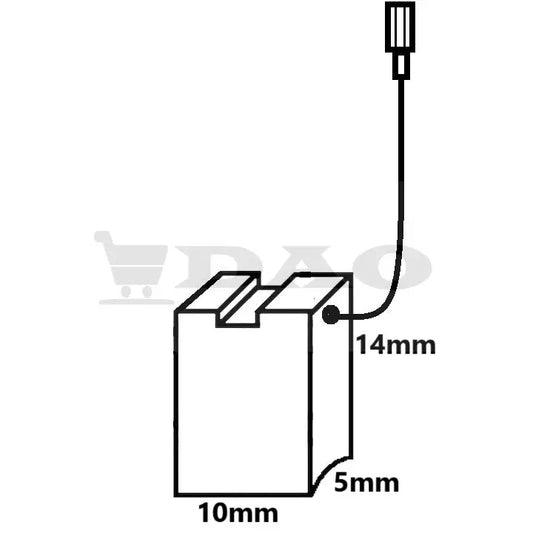 Perii colectoare DAO, 10x5x14 mm, cu papuc mama mic, fir izolat, carbon - grafit, B2 - DAO Shop
