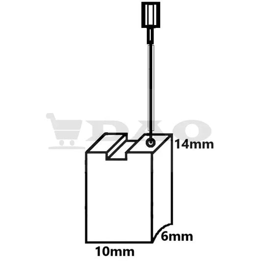 Perii colectoare DAO, 10x6x14 mm, cu papuc mama , fir izolat, carbon - grafit, B6 - DAO Shop
