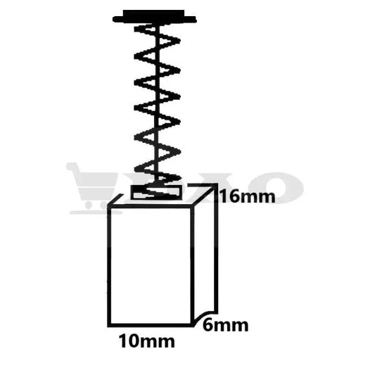 Perii colectoare DAO, 10x6x16 mm, cu arc, carbon - grafit, D6 - DAO Shop