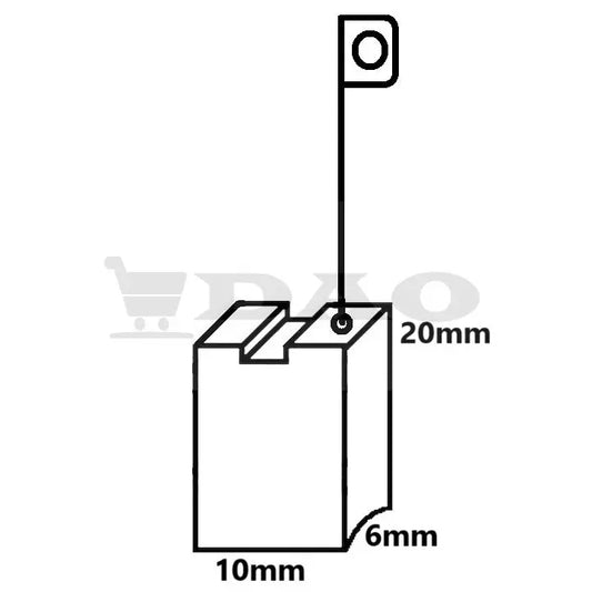 Perii colectoare DAO, 10x6x20 mm, cu papuc pentru surub, carbon - grafit, D7 - DAO Shop