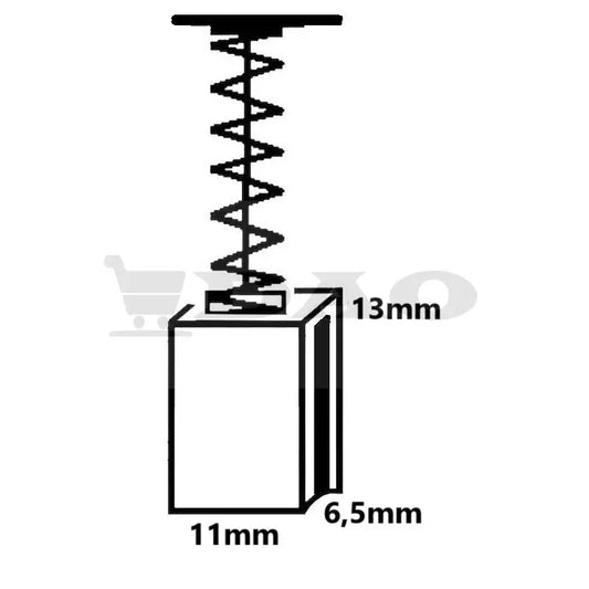 Perii colectoare DAO, 11x6,5x13 mm, cu arc, 2 ghidaje, carbon - grafit, B12 - DAO Shop