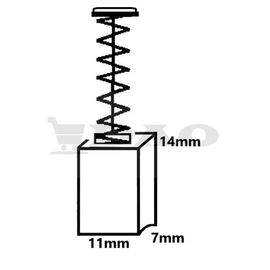 Perii colectoare DAO, 11x7x14 mm, cu arc, carbon - grafit, B14 - DAO Shop