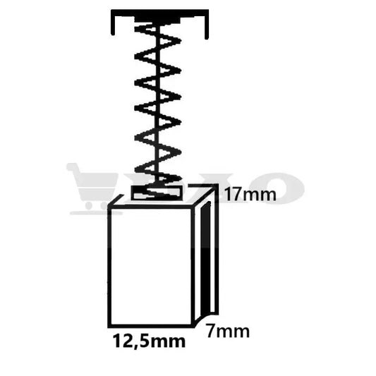 Perii colectoare DAO, 12,5x7x17 mm, cu arc, carbon - grafit, B18 - DAO Shop