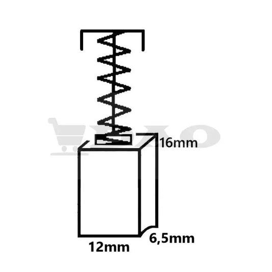 Perii colectoare DAO, 12x6,5x16 mm, cu arc, carbon - grafit, CB 155, CB161, CB153, D10 - DAO Shop