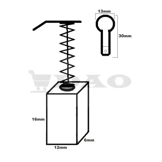 Perii colectoare DAO, 12x6x16 mm, cu arc, carbon - grafit, D9 - DAO Shop