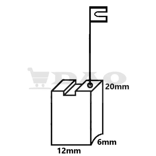 Perii colectoare DAO, 12x6x20 mm, cu papuc surub, carbon - grafit, B15 - DAO Shop