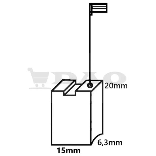 Perii colectoare DAO, 15x6,3x20 mm, cu arc, carbon - grafit, 1617014138 , D8 - DAO Shop