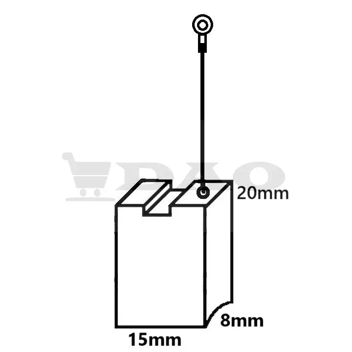 Perii colectoare DAO, 15x8x20 mm, cu arc, carbon - grafit, Stern 2000W, B25 - DAO Shop