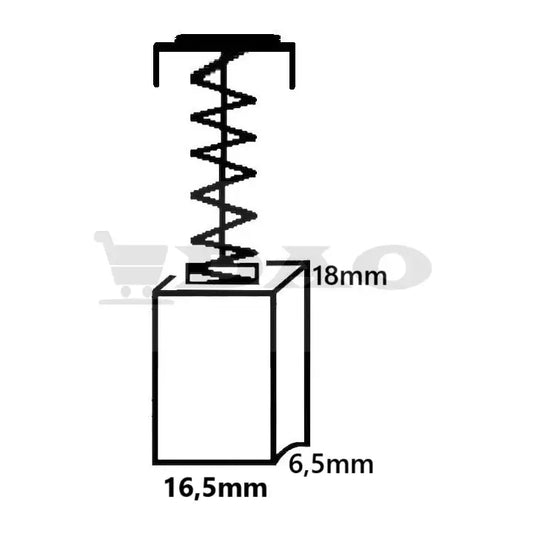 Perii colectoare DAO, 16,5x6,5x18mm, cu arc, carbon - grafit, B30 - DAO Shop