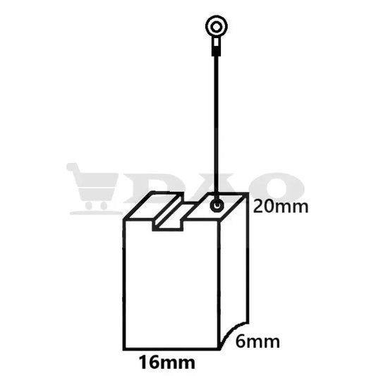 Perii colectoare DAO, 16x6x20mm, cu fir, carbon - grafit, B27 - DAO Shop