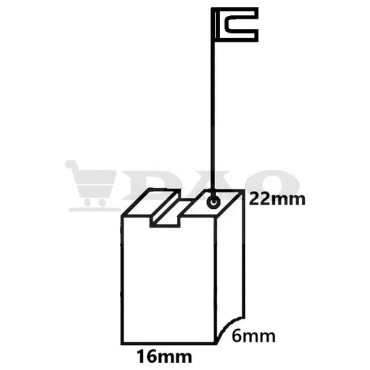 Perii colectoare DAO, 16x6x22mm, cu fir, carbon - grafit, B28 - DAO Shop