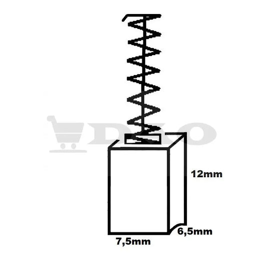Perii colectoare DAO, 7,5x6,5x12mm, cu arc, carbon - grafit, O4 - DAO Shop