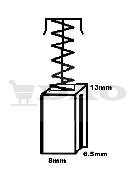 Perii colectoare DAO, 8x6,5x13 mm, cu arc, carbon - grafit, A13 - DAO Shop