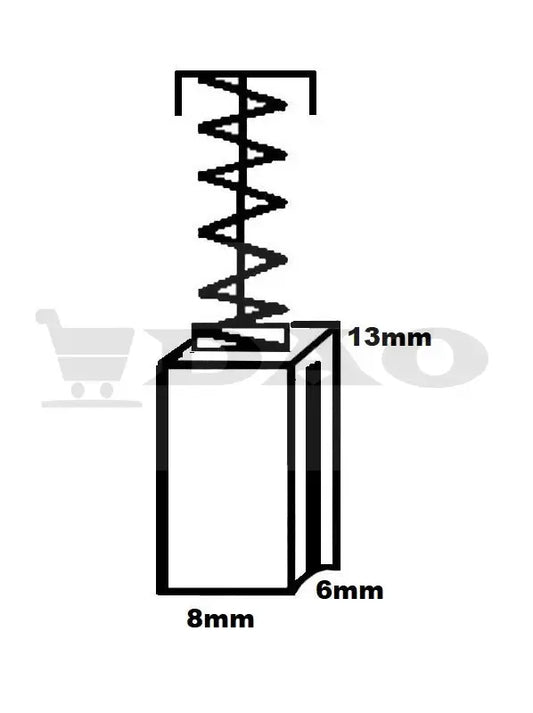 Perii colectoare DAO, 8x6x13 mm, cu arc, carbon - grafit, A12 - DAO Shop