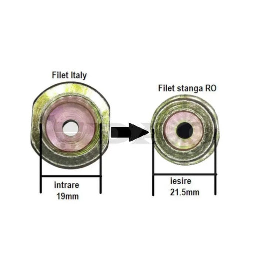 Reductie adaptor DAO, de la 1/2 filet mijlociu ITALIA la 1/2 romanesc stanga, alama, compatibila butelii voiaj Eurocamping filet mijlociu (Copy) - DAO Shop
