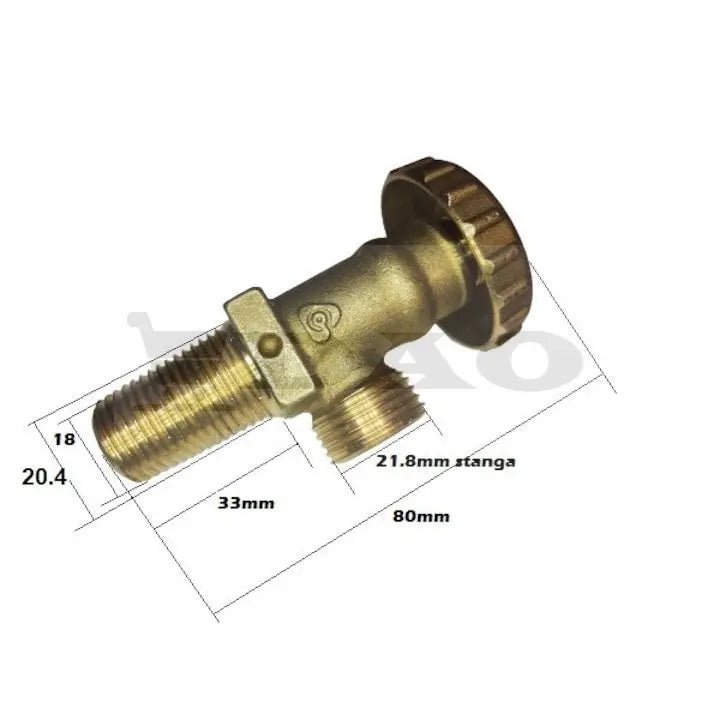 Robinet butelie gaz Romania, alama, perfect compatibil cu buteliile tip Petrom - DAO Shop