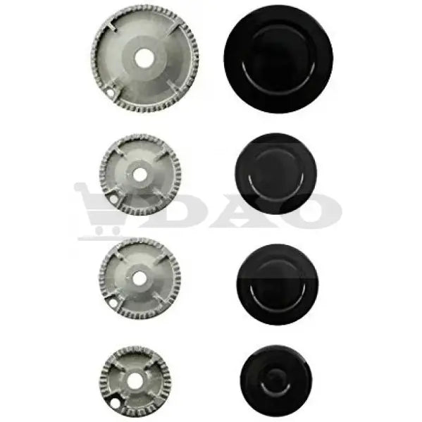 Set 4 arzatoare aragaz complete DAO compatibile cu Indesit, Whirlpool, Arctic, Beko, 100, 75, 55 - DAO Shop