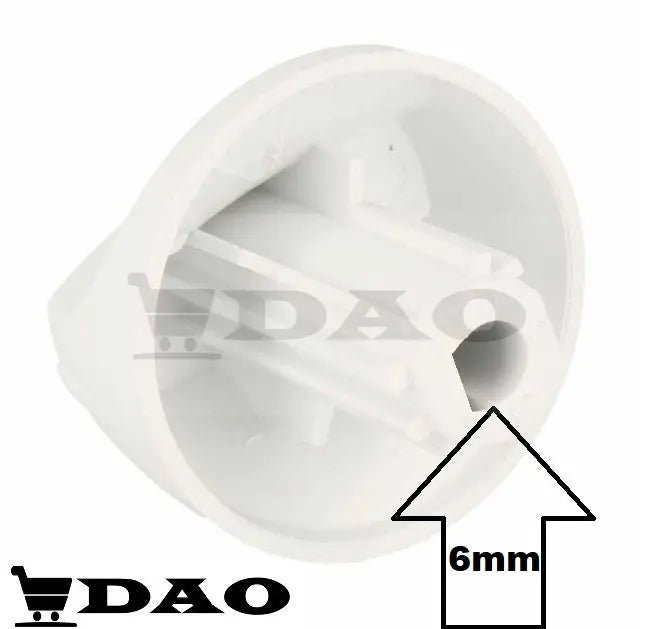 Set 5 butoane aragaz tip Zanussi, albe, pentru tija de 6mm, plastic, cu arc si inel - DAO Shop