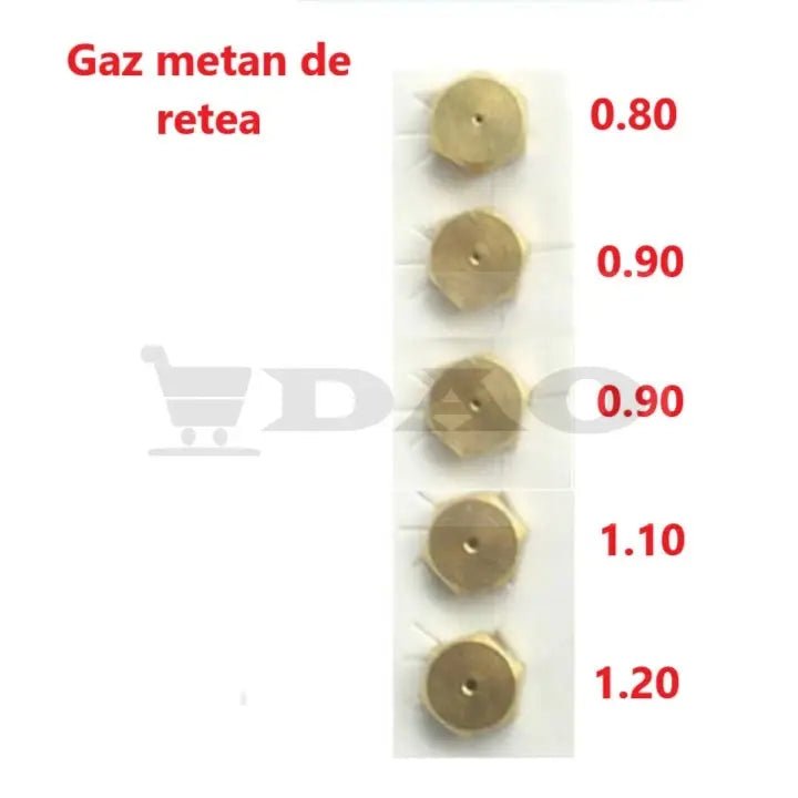 Set 5 duze aragaz DAO, filet 6 x0.75, conversie butelie - gaz metan de retea, alama - DAO Shop