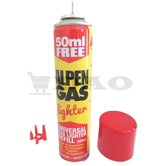 Spray incarcat brichete ALPEN, rezerva gaz, 350ml, adaptoare incluse - DAO Shop