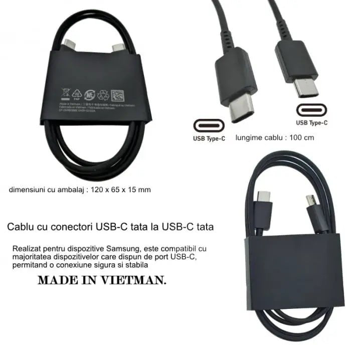 Cablu incarcare / date DAO TipC - TipC , model EP - DN980BBE, PD 3A, 1m, negru, Vietnam - DAO Shop
