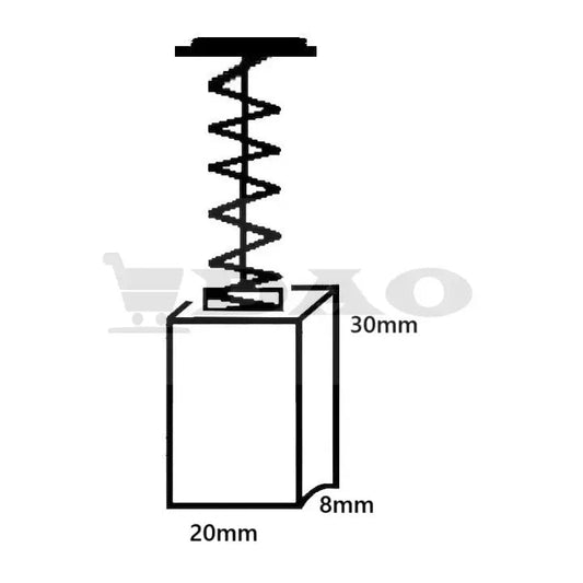 Perii colectoare DAO, 8x20x30 mm, cu arc, carbon - grafit, , D16 - DAO Shop