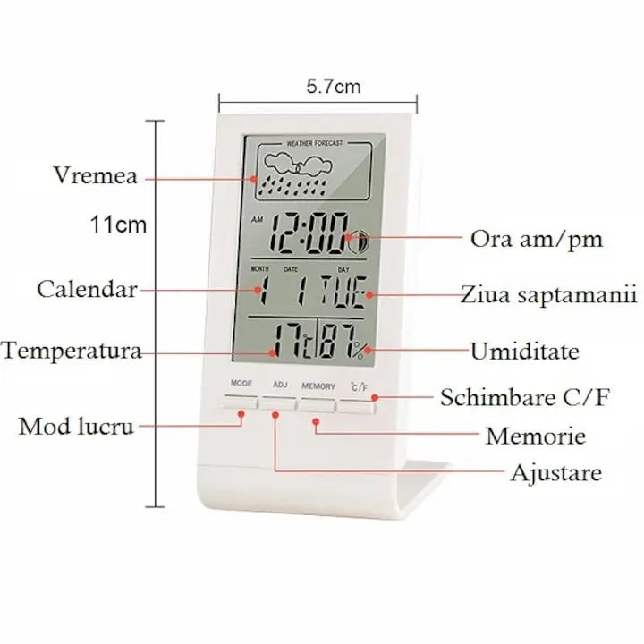 Termometru statie meteo CX220, DAO,temperatura si umiditate, ceas ,calendar - DAO Shop