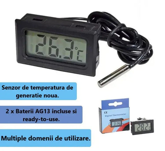 Termometru TPM multifunctional DAO cu sonda pentru frigider, auto, acvariu, interval - 18 +110°C, TPM10 - DAO Shop