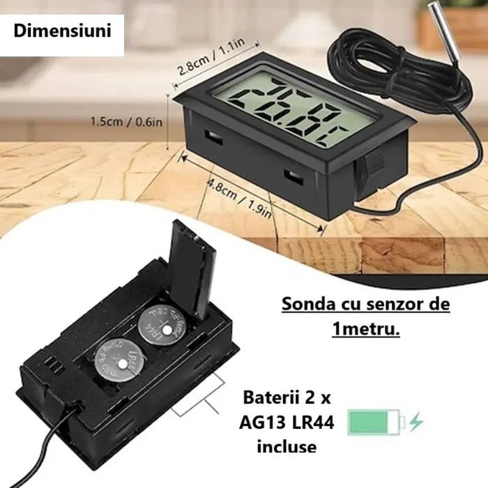 Termometru TPM multifunctional DAO cu sonda pentru frigider, auto, acvariu, interval - 18 +110°C, TPM10 - DAO Shop