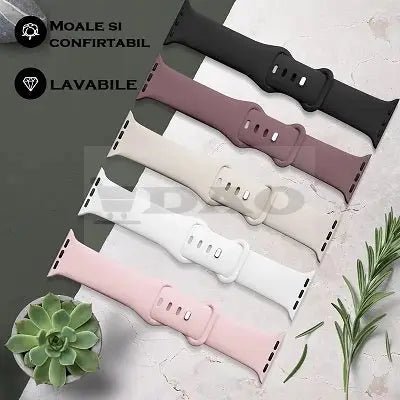 Set 5 curele sport din silicon compatibile Apple Seriile SE/10/9/Ultra/8/7/6/5/4/3, 12 - 17cm, lavabile, 5 culori - DAO Shop