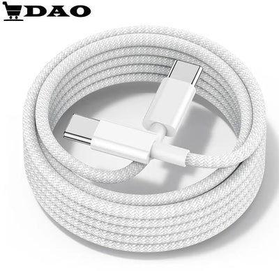 Cablu de incarcare / date DAO compatibil Apple TIP C - TIP C , fast - charge, alb, panzat - DAO Shop