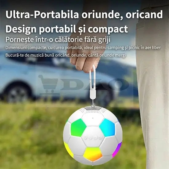 Boxa Portabila Bluetooth Forma Minge de Fotbal cu Lumini RGB LED, Card TF si Radio FM DAO Shop