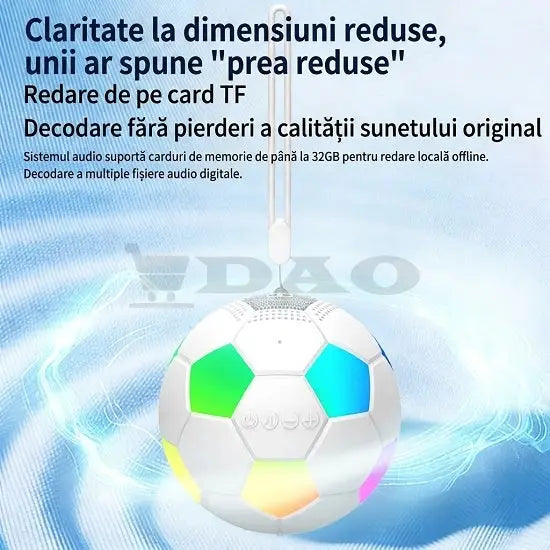 Boxa Portabila Bluetooth Forma Minge de Fotbal cu Lumini RGB LED, Card TF si Radio FM DAO Shop