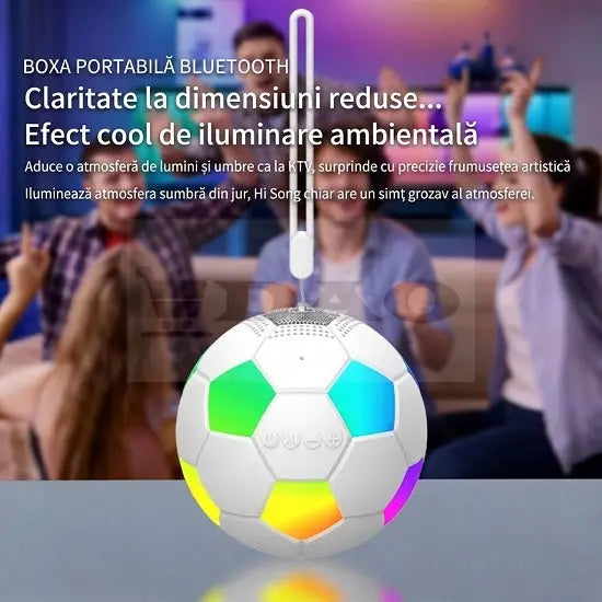 Boxa Portabila Bluetooth Forma Minge de Fotbal cu Lumini RGB LED, Card TF si Radio FM DAO Shop
