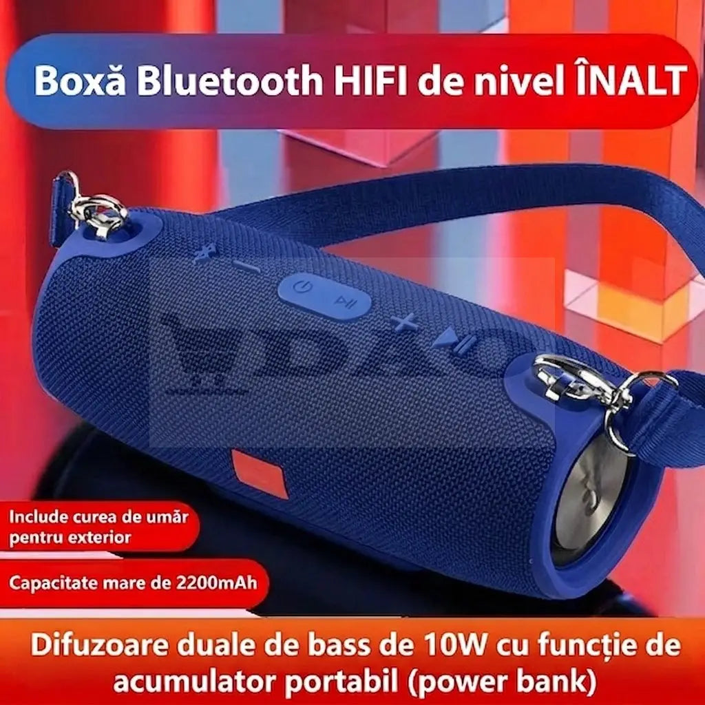Boxa Portabila Bluetooth HiFi 10W cu Bass Dual, Baterie 2200 mAh si Functie Power Bank (Copie) DAO Shop