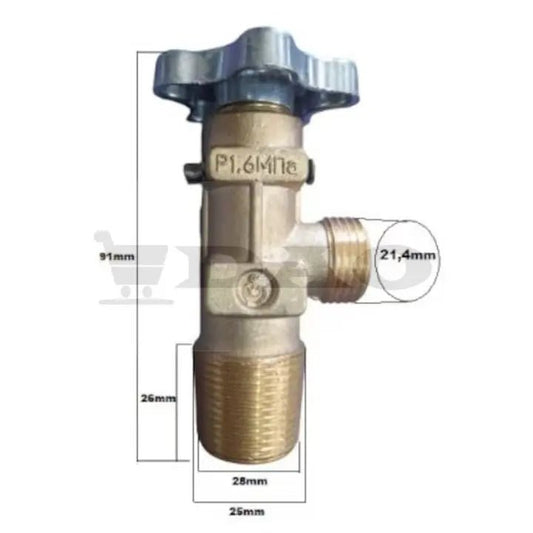 Robinet pentru butelie gaz, cu capac protectie filet, con 25 - 28mm, DAO , compatibil butelii tip Ukraina - DAO Shop