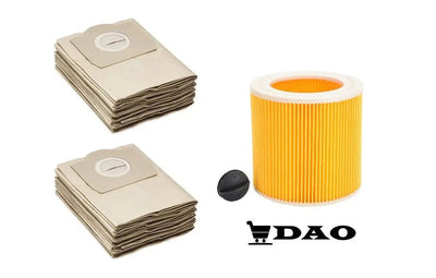 Set 10 saci si filtru DAO profesional, compatibil KARCHER seria A,MV2,MV3,WD3 - PACHET PROMO - DAO Shop