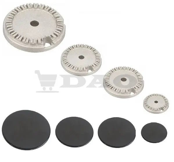 Set 4 arzatoare aragaz complete DAO compatibile cu ZANUSSI, ELECTROLUX 100/75/75/55 - DAO Shop