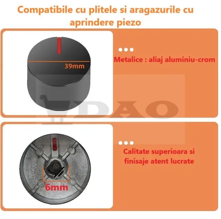 Set 4 butoane plita incorporabila, full metal, cromate, gaura 6mm, negre DAO - DAO Shop