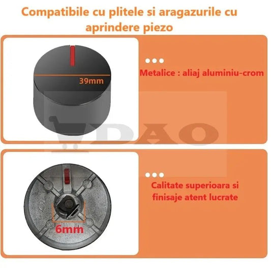 Set 4 butoane plita incorporabila, full metal, cromate, gaura 6mm, negre DAO - DAO Shop