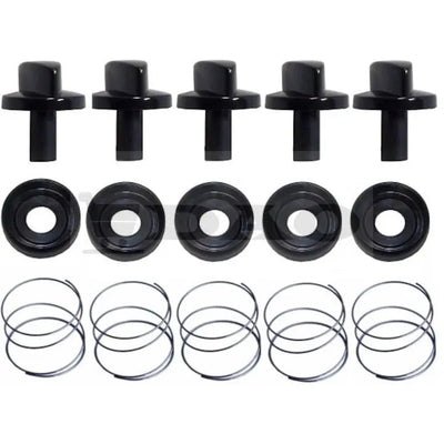 Set 5 butoane aragaz METALICA, tija lunga, gaura 6mm, plastic, negru - DAO Shop